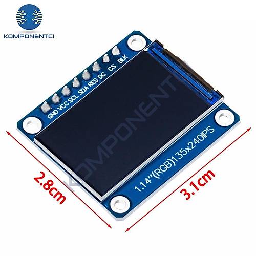 1.14 inch ST7789V Chip 135240 RGB TFT IPS 8 Pin LCD Ekran Modl