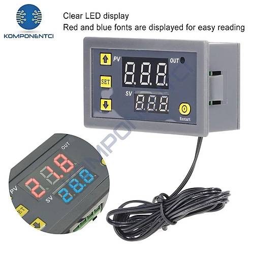 W3230 12V DC R�le ��k��l� Dijital Termostat S�cakl�k Kontrol Cihaz�