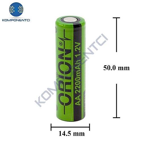 Orion 1.2V Ni-Mh AA 2200mAh arj Edilebilir Kalem Pil