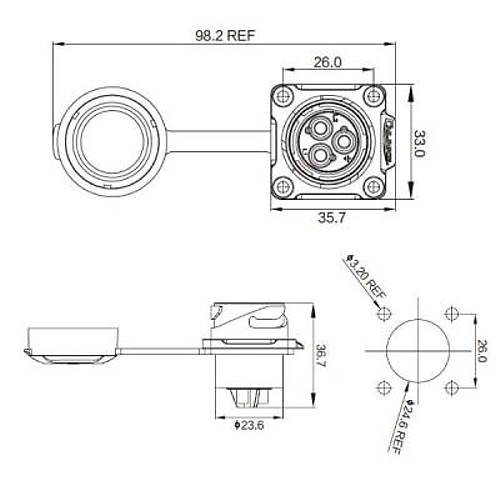DH-24-J03SX-03-401 3-Pin Su Ge�irmez Konnekt�r - Di�i