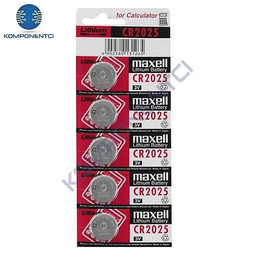 Maxell CR2025 3V Lityum D��me Pil 5'li Paket
