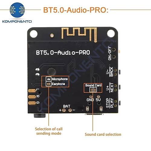VHM BT5.0 Pro Bluetooth Ses Al�c� Kart� Bluetooth 5.0 Mp3 Mod�l� Pro Mikrofonlu