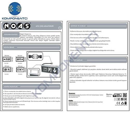 Noas 3W �ift Y�nl� Exit Led Acil ��k�� Armat�r�