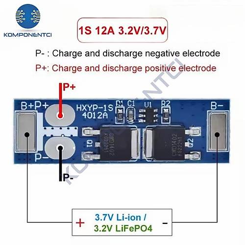 1S 12A BMS 3.7V 18650 Lityum Pil arj Koruma Devresi