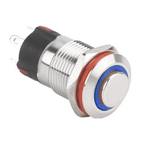 12A-G1Z-E 12mm ��k�k Anahtarl� I��kl� Metal Buton - Mavi