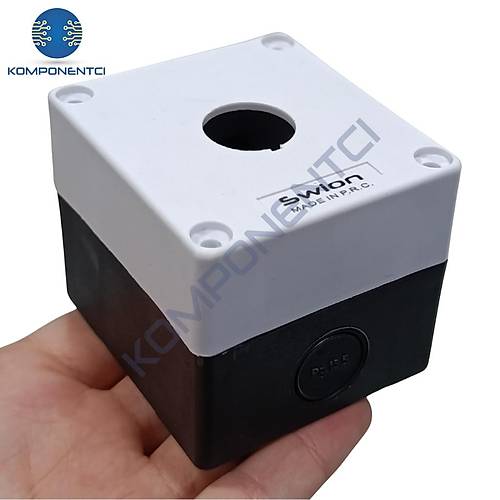 HJ9 22mm Buton�Kutusu Gri-Siyah Tekli