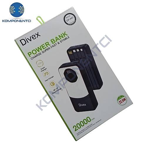 Divex 20000 mAh Powerbank 22.5W 4 Farkl� Kablo ��k��l� DP-440