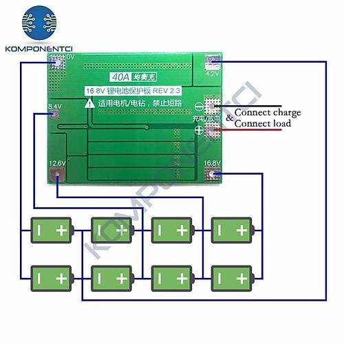 4S 40A BMS 18650 Balansl Li-Ion arj Koruma Devresi