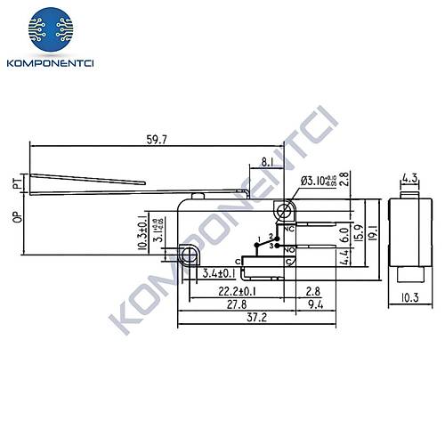IC-170 Paletli Mikro Switch KW7 3A 250VAC