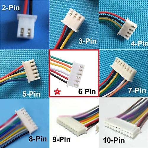 JST-XH 2.54mm 6 Pin 26AWG 20cm Tek Damarl� Di�i Ba�lant� Kablosu