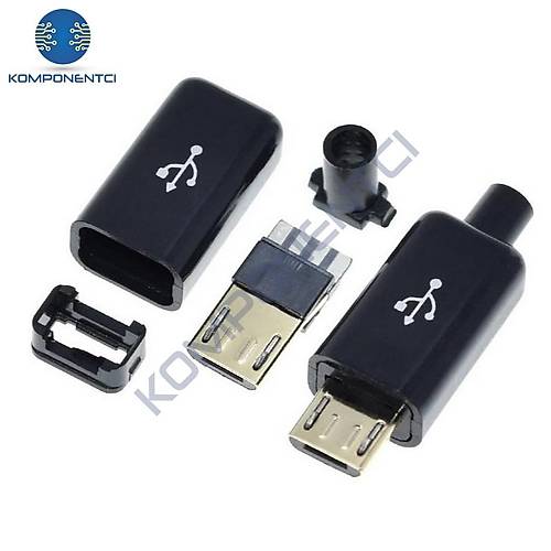 IC-266A-5 Erkek Micro USB Konnektr Seti arj Kablo Soketi 5 Pin