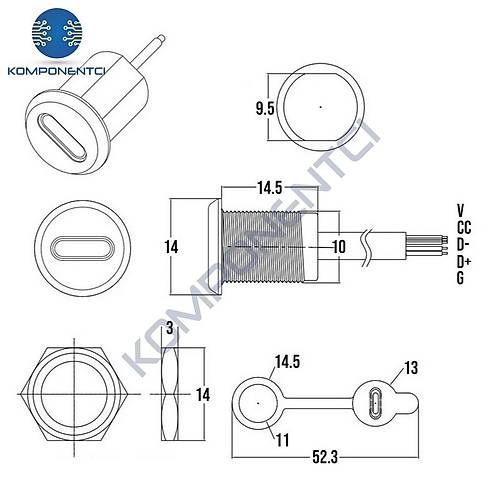 IC-266T-2 Pano Tip Type-C ase Dii Soket 5P ( arj + Data )