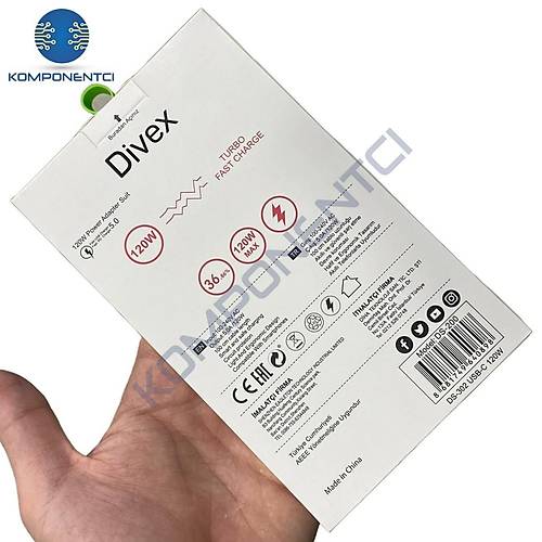 Divex 120W 3A USB Type-C Yksek Hzl arj Aleti DS-302