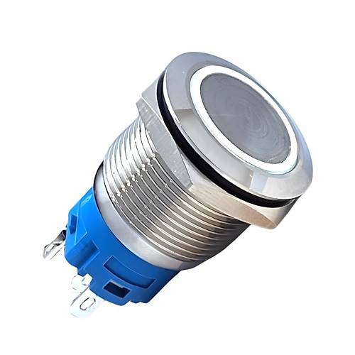 E47 19mm Metal Buton Kal�c�l� 12-24V Beyaz Led 1No/1NC