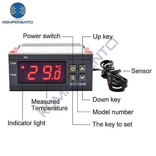 STC-1000 12V DC LCD Ekranl� Problu Termostat Dijital S�cakl�k Kontrol Cihaz�