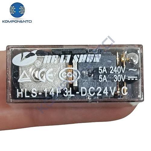 24V 5A �ift Kontak R�le - HLS-14F3L-DC24V-C