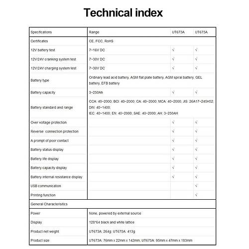 UNI-T UT675A Pil Test Cihaz