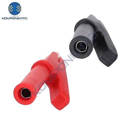 IC-243A 4mm Banana Jak Giri�li Krokodil WD1096 Siyah K�rm�z� Set