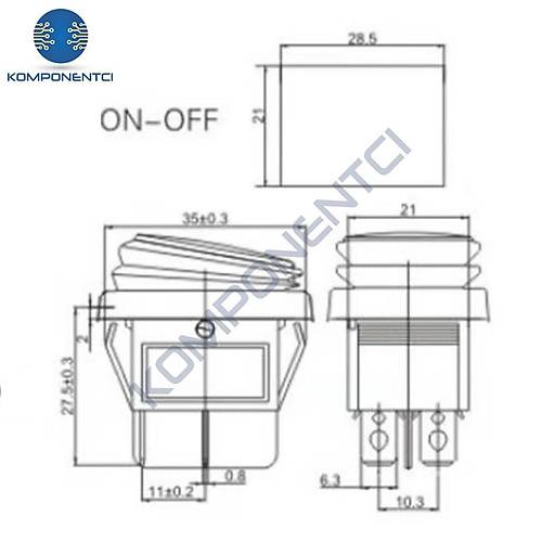 IC-104W Geni� K�r�kl� I��kl� Anahtar On-Off 4P Ye�il