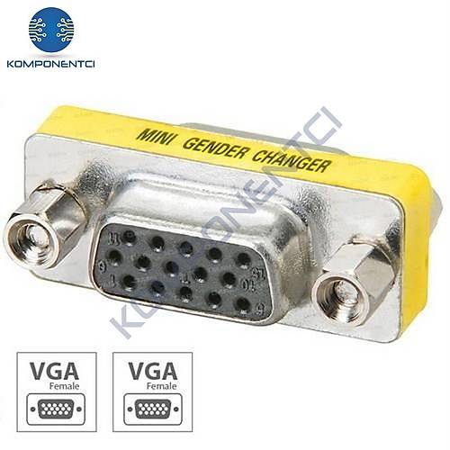 HD15 VGA-VGA Dii-Dii (F2F) 15 Pin Adaptr