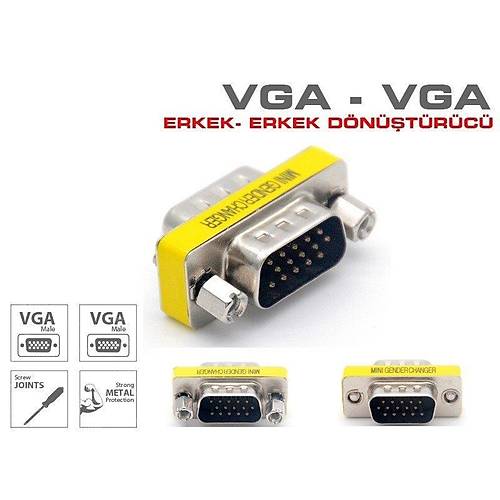 HD15 VGA-VGA Erkek-Erkek (M2M) 15 Pin Adaptr