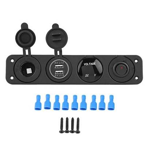 ON-OFF K�rm�z� Nokta Anahtarl� 2x5V USB �akmakl�k ve Voltaj G�stergeli Marine Panel