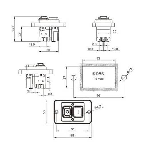 ZCD-03 6-Pin Elektromanyetik Switch