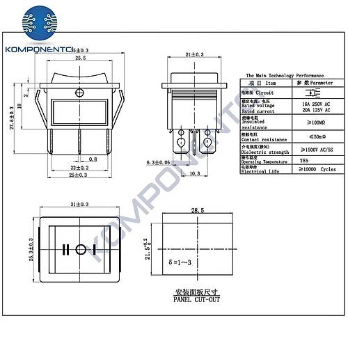 IC-105 Geni� I��kl� Anahtar 6P�On-Off-On
