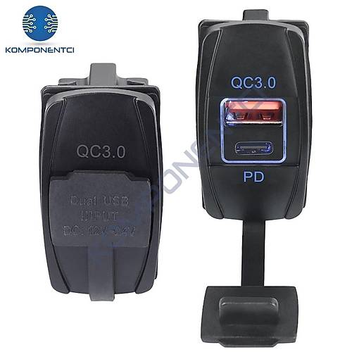 IC-266C-4 Marin Tip �kili USB 3.0 + Type-C �arj Soketi