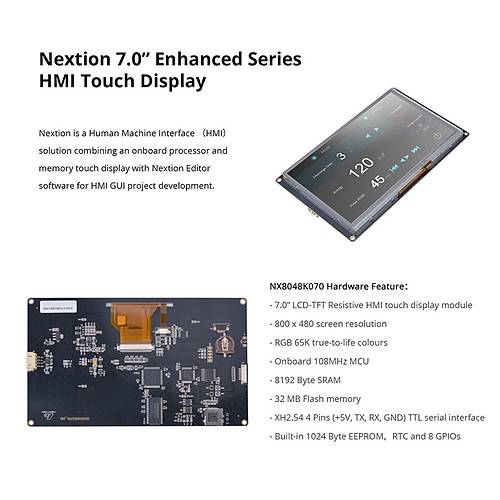 7.0 Inch Nextion 32MB Dahili Hafza NX8048K070