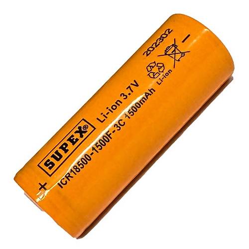 Supex ICR18500 3.7V 1500mAh Li-ion �arjl� Pil 3C De�arj Ak�m� (Ba�s�z)