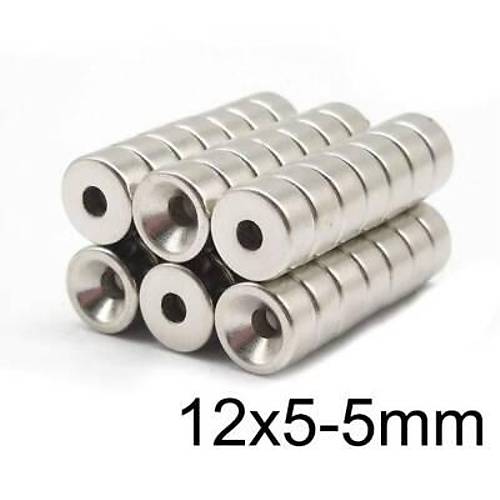 12X5-5mm Hav�a Delikli Neodyum G��l� M�knat�s - Neodim Magnet