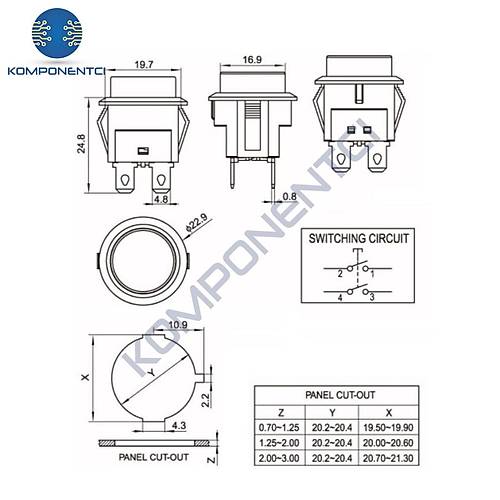 IC-180N Buton Plastik 22mm 12V 4P K�rm�z�