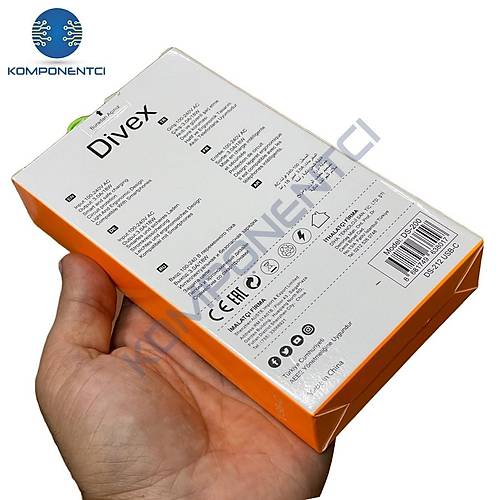 Divex Type-C USB Kablo - Adaptr 3.0A Ev Tipi arj Aleti DS-212