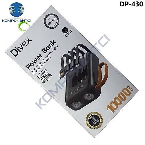 Divex 10000 mAh Powerbank 4 Farkl� Kablo ��k��l� Led Fenerli DP-430