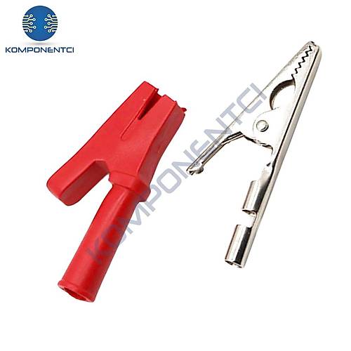 IC-243A 4mm Banana Jak Giri�li Krokodil WD1096 Siyah K�rm�z� Set