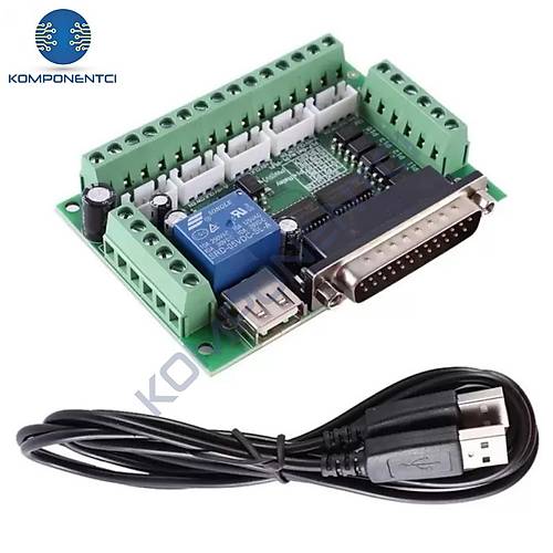 5 Eksenli Cnc Kontrol Kart� Mach3 Step Motor S�r�c� + Usb Kablo