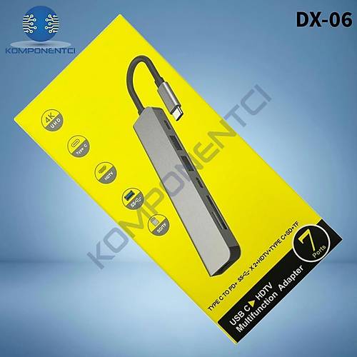 Divex 7 in 1 Type-C Giri�li 7 Farkl� ��k��l� USB �oklay�c� Splitter DX-06