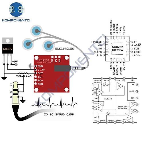 AD8232 EKG Kalp At��� Nab�z Grafi�i �zleme Kiti EKG Mod�l�