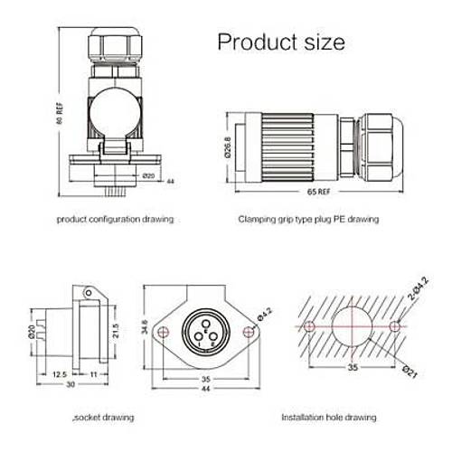YA-20-C03PE-01-001 3-Pin Su Ge�irmez Konnekt�r - Erkek
