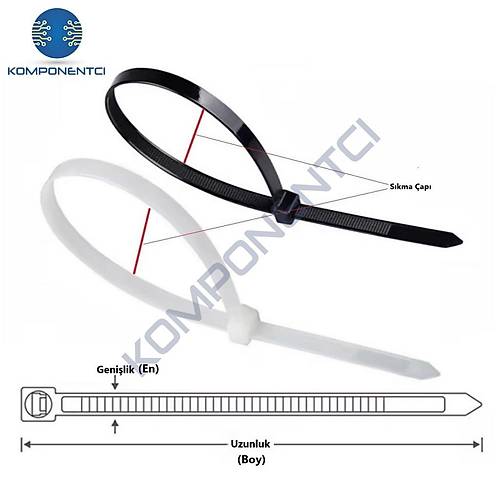GWEST Kablo Ba�� GT 250 STB�250x4,8mm Siyah (100 adet)