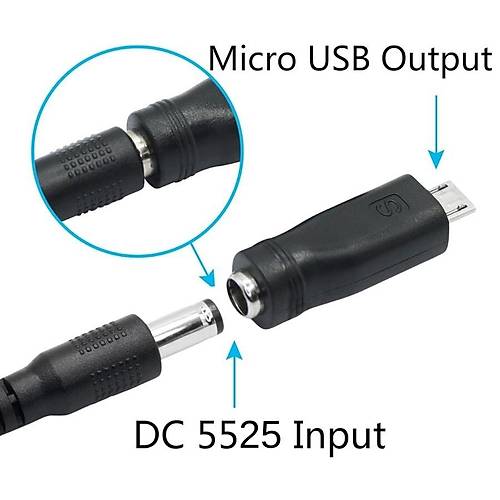 Di�i 5.5mm x 2.5mm - Erkek Micro Usb �arj D�n��t�r�c�