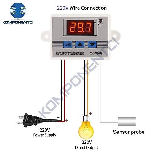 XH-W3002 220V AC Dijital Ayarl Termostat 1500W