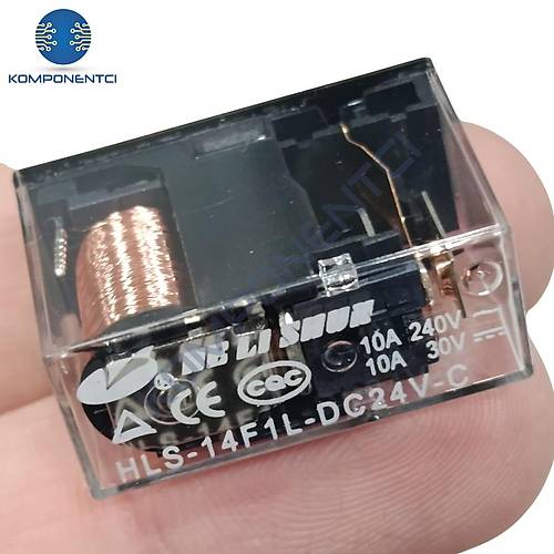 24V 10A Tek Kontak R�le - HLS-14F1L-DC24V-C