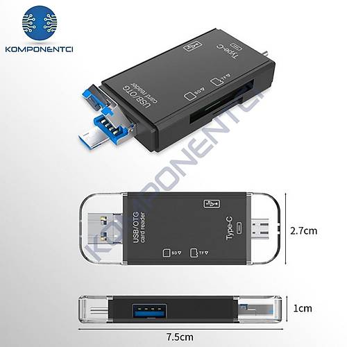 Divex USB3.0 - Type-C - Micro USB Girili SD-Micro-SD Kart Okuyucu OTG Card Reader