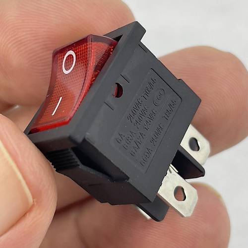 IC-119 Mini I��kl� Anahtar 4P Siyah Kasa K�rm�z� I��k