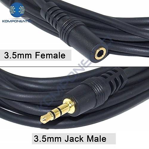 3.5mm Stereo Aux Audio Erkek - Dii (Male to Female) Kablo 5m