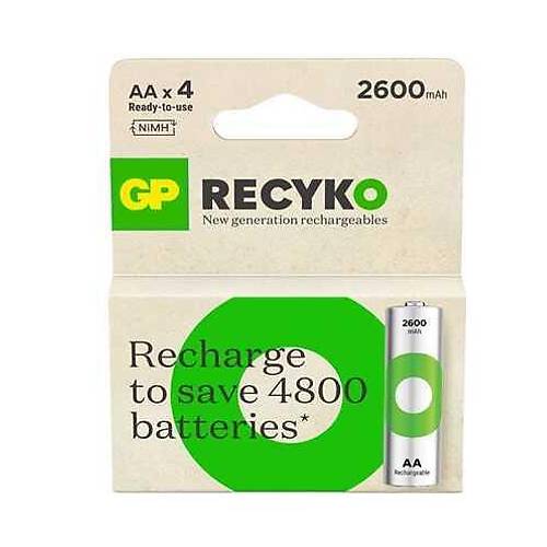 GP Recyko 2700 Seri 2600 mAh �arjl� AA Kalem Pil 4'l�