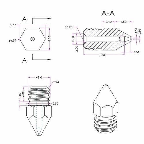 3D Yaz�c�-Printer MK8 0.3mm Pirin� Nozzle