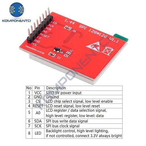 1.44 Inch Oled 128X128 SPI ST7735S Renkli TFT LCD Ekran Mod�l�